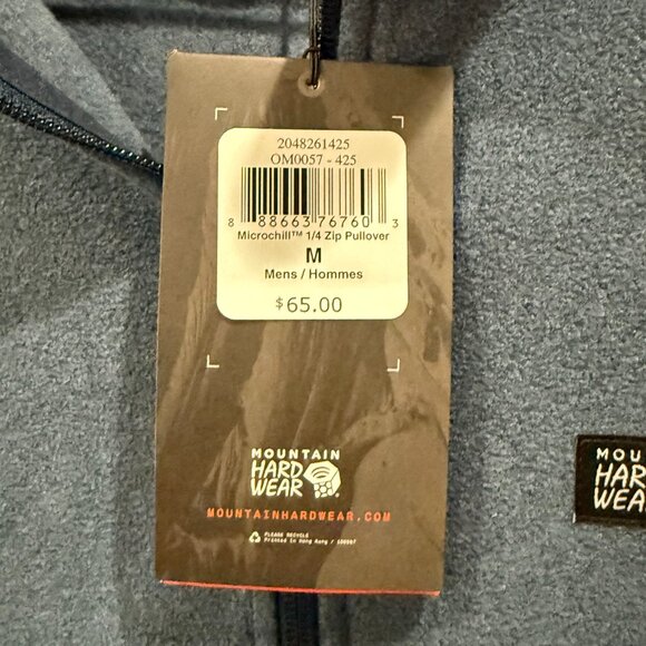 MOUNTAIN HARDWEAR MICROCHILL 1/4 ZIP PULLOVER MEN'S MEDIUM FLEECE COZY BLUE NEW - Picture 8 of 8